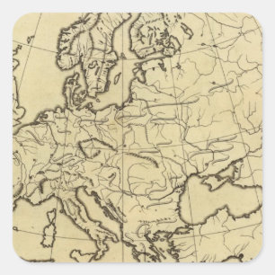 Europe outline map square sticker