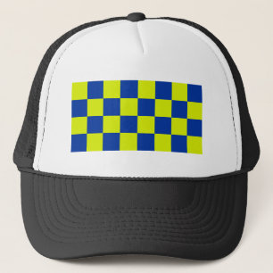 europe police colours square chekered security pat trucker hat