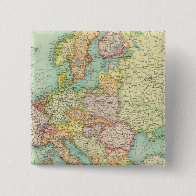 Europe political Map 15 Cm Square Badge (Front)