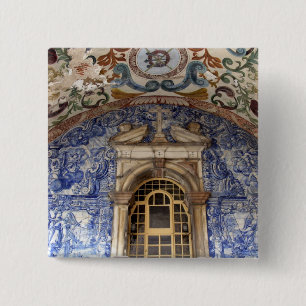 Europe, Portugal, Obidos. Colourful architectural 15 Cm Square Badge
