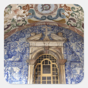 Europe, Portugal, Obidos. Colourful architectural Square Sticker