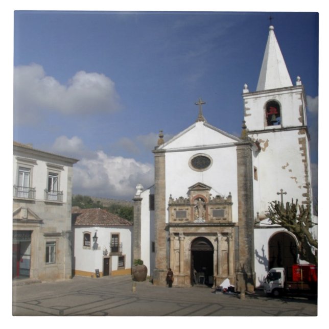 Europe, Portugal, Obidos. Santa Maria Church in Tile (Front)
