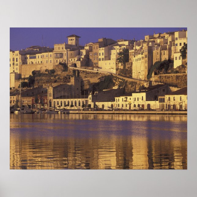 Europe, Spain, Balearics, Menorca, Mao. Dawn Poster (Front)