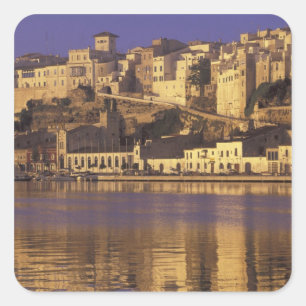 Europe, Spain, Balearics, Menorca, Mao. Dawn Square Sticker