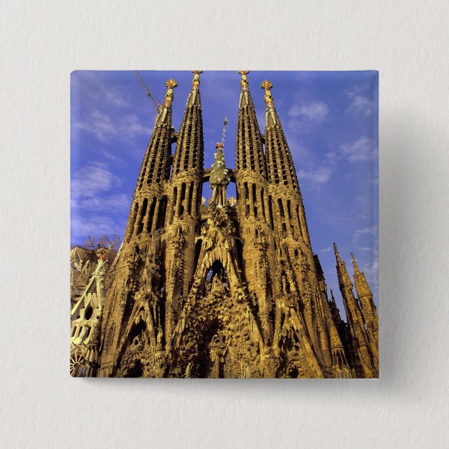 Europe, Spain, Barcelona, Sagrada Familia 15 Cm Square Badge (Front)