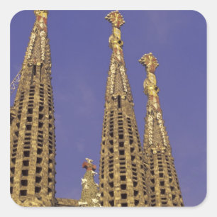 Europe, Spain, Barcelona Sagrada Familia Square Sticker