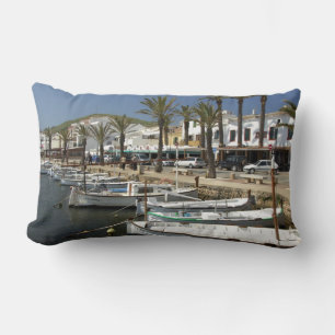 Europe, Spain, Minorca (aka Menorca). Fishing Lumbar Cushion