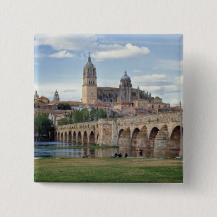 Europe, Spain, Salamanca. The Roman bridge over 15 Cm Square Badge