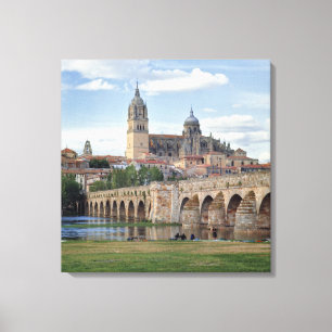Europe, Spain, Salamanca. The Roman bridge over Canvas Print