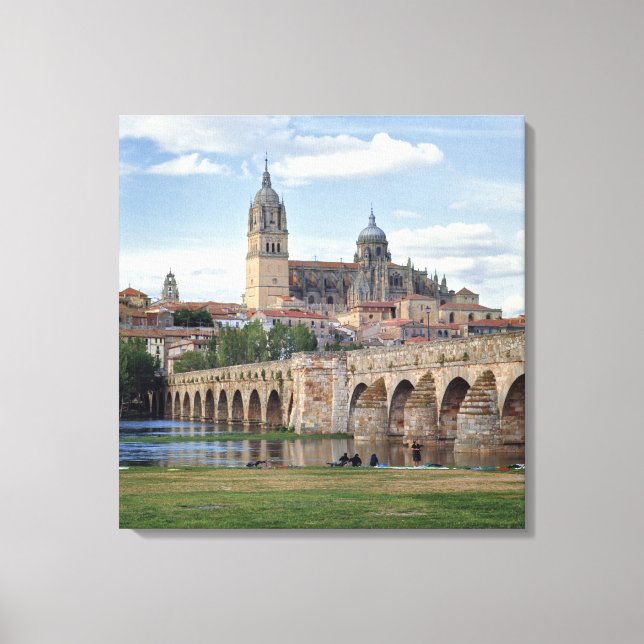 Europe, Spain, Salamanca. The Roman bridge over Canvas Print (Front)