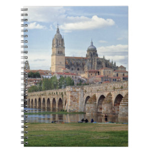 Europe, Spain, Salamanca. The Roman bridge over Spiral Notebook