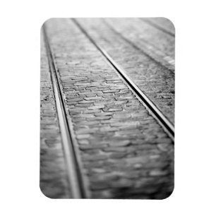 Europe, Switzerland, Bern. Tram tracks, 2 Magnet