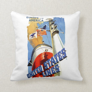 Europe to America ~ United States Lines Cushion