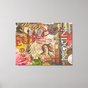 Europe Travel Vintage European Paris France Art Canvas Print