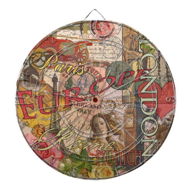 Europe Travel Vintage European Paris France Art Dartboard (Front)