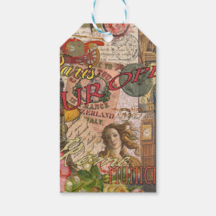 Europe Travel Vintage European Paris France Art Gift Tags