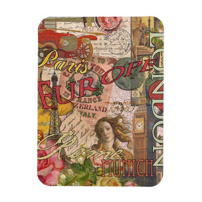 Europe Travel Vintage European Paris France Art Magnet (Vertical)