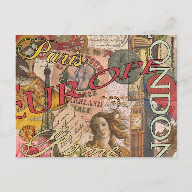 Europe Travel Vintage European Paris France Art Postcard (Front)