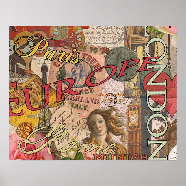 Europe Travel Vintage European Paris France Art Poster (Front)