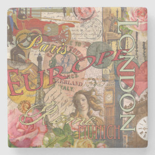 Europe Travel Vintage European Paris France Art Stone Coaster
