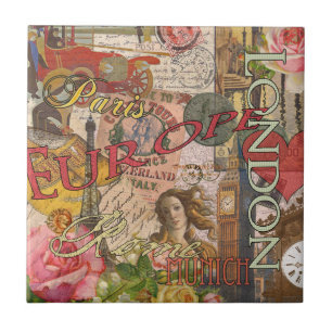 Europe Travel Vintage European Paris France Art Tile