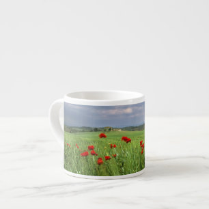 Europe, Tuscany, Poggiolo. Red poppies sway Espresso Cup