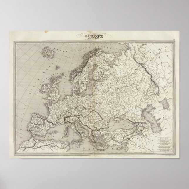 Europe uncolored map poster (Front)