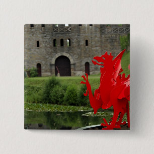 Europe, Wales, Cardiff. Cardiff Castle. Welsh 15 Cm Square Badge