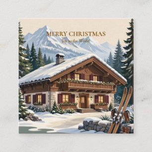 European Alpine Christmas- Snowy Mountain Winter Enclosure Card