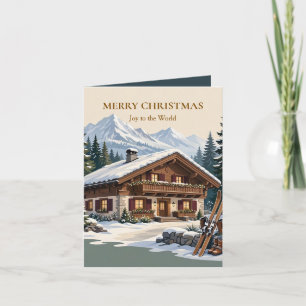 European Alpine Christmas- Snowy Mountain Winter Note Card