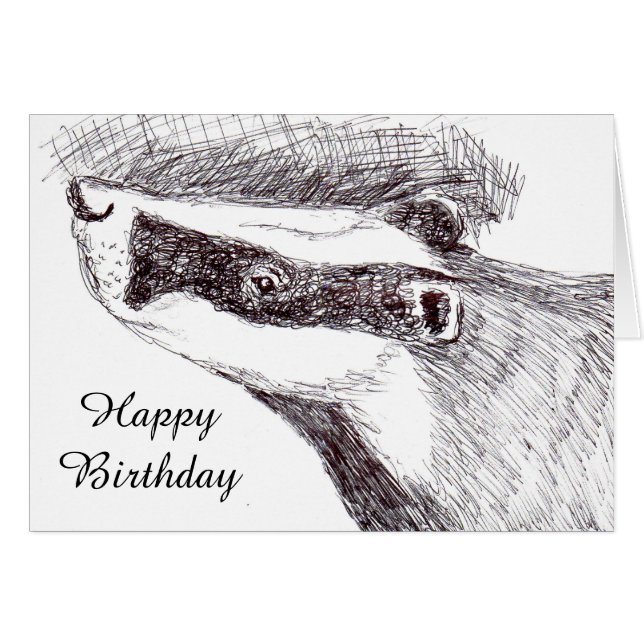 European Badger Birthday Card (a456) (Front Horizontal)