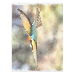 European Bee Eater In Flight Watercolor Tablecloth