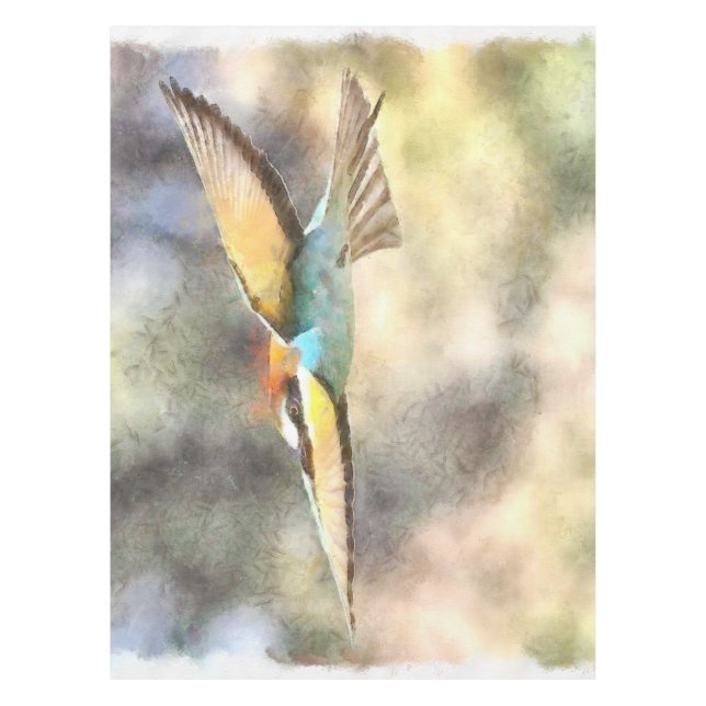 European Bee Eater In Flight Watercolor Tablecloth (Front)