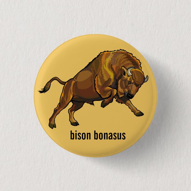 european bison 3 cm round badge (Front)