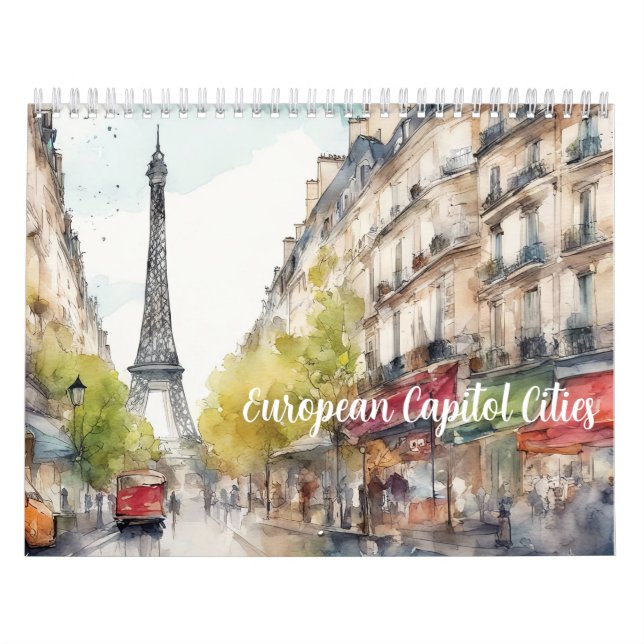 European Capital Cities 2026 Watercolor Travel Art Calendar (Cover)