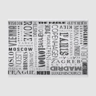 European Capitals Typography Tissue Paper