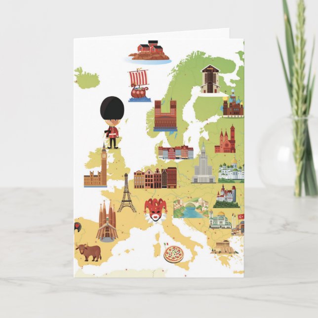 European Cartoon Map Card (Front)