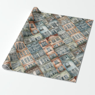 european city windows wrapping paper