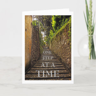 EUROPEAN COBBLESTONE STAIRWAY /ONE STEP AT A TIME CARD