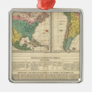 European Discovery of America Atlas Map Metal Tree Decoration