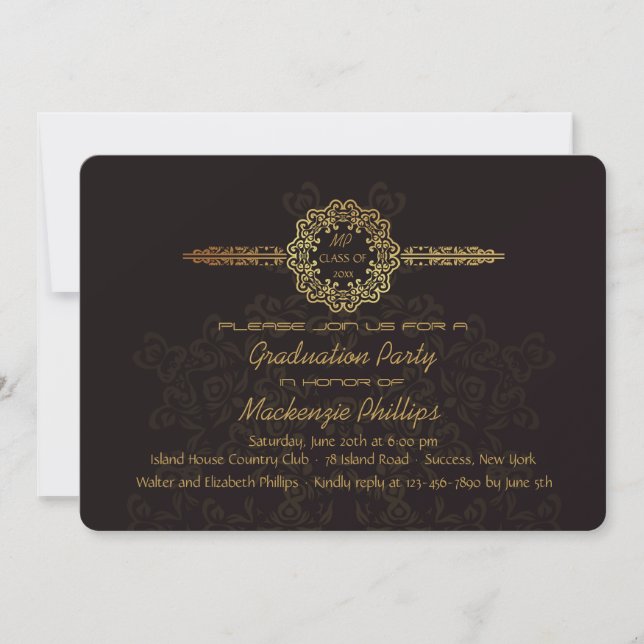 European Elegance Graduation Invitation (Rounded) (Front)