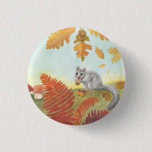 European Fat Dormouse (Glis glis) in Nature 3 Cm Round Badge