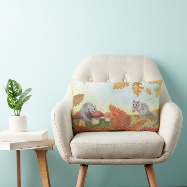 European Fat Dormouse (Glis glis) in Nature  Lumbar Cushion (Chair)