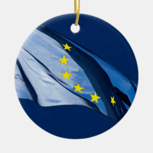 European flag ceramic tree decoration