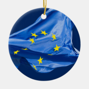 European flag ceramic tree decoration