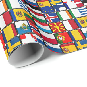 European Flags Patchwork Wrapping Paper