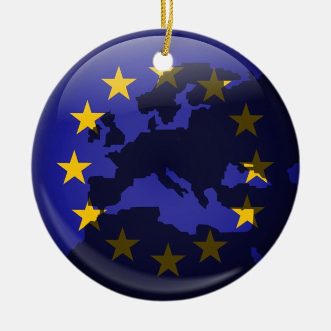 European Globe Ceramic Tree Decoration (Front)