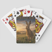 European Hare Meadow ANIMALS Poker Cards
