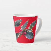 European Holly Cust. Red Latte Mug