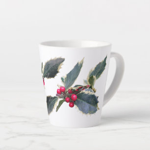 European Holly Cust. White Latte Mug